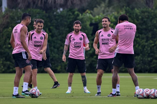 September 23, 2026, Fort Lauderdale, Florida, USA: From (L-R), CASEMIRO (5), SERGIO REGUILON (3), LIONEL MESSI (10), GONZALO LUJAN (2) and MICAEL Dos SANTOS (16) of Inter Miami CF are seen during an Inter Miami Training Session ahead of their MLS, Fussball Herren, USA game against Columbus Crew. Soccer 2026: Inter Miami FC Training - ZUMAa257 20260923_zsp_a257_001 Copyright: xChrisxArjoonx