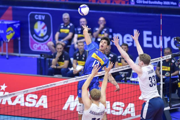 IPA88888824 - Turin, Italy, September 23, 2026, Palavela Turin, CEV Eurovolley Men 2026, Round of 16, Mattia Bottolo, 12 (ITA) ...in action during the CEV Eurovolley Men 2026 match between Italy and Finland (2–3) in Turin at Palavela  Copyright: xTonelloxAbozzi IPAxSportx xx IPA88888824