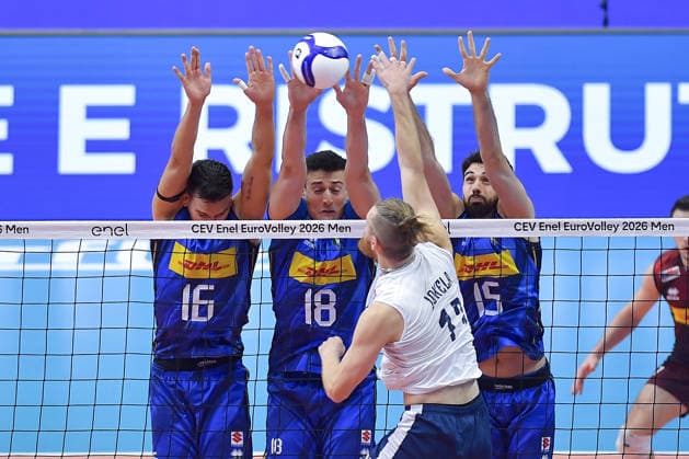 IPA88888811 - Turin, Italy, September 23, 2026, Palavela Turin, CEV Eurovolley Men 2026, Round of 16, SAVONSALMI Severi 17 (FIN).in action during the CEV Eurovolley Men 2026 match between Italy and Finland (2–3) in Turin at Palavela  Copyright: xTonelloxAbozzi IPAxSportx xx IPA88888811