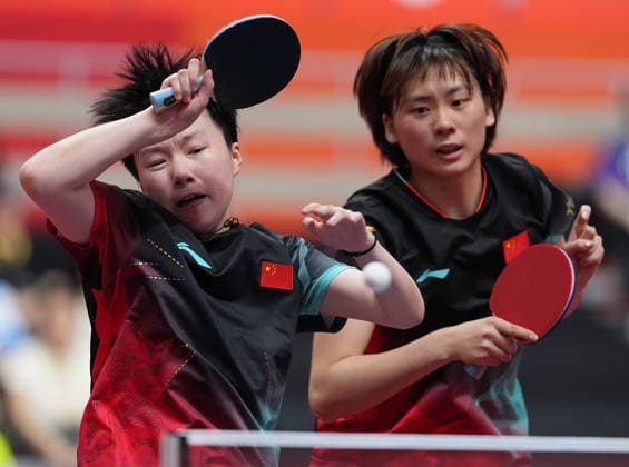 (260924) -- TOYOTA, Sept. 24, 2026 -- Fan Shuhan(L) Chen Yi compete during the Table tennis, Tischtennis women s doubles round 2 match between Fan Shuhan Chen Yi (China) and Kim Kum Yong Cha Su Yong (the Democratic People s Republic of Korea) at the 20th Asian Games Aichi-Nagoya 2026 in Toyota, Japan, Sept. 24, 2026. ) (SP)JAPAN-TOYOTA-ASIAN GAMES-TABLE TENNIS-WOMEN S DOUBLES CheongxKamxKa 