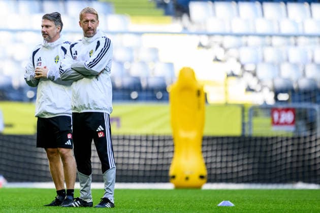 260924 Head coach Graham Potter of the Swedish men s national football team at a training session on September 24, 2026 in Stockholm. Photo: Jesper Zerman BILDBYRAN kod JZ JZ0758 fotboll football soccer fotball nations league uefa nations league träning practice training sverige sweden sverige a bbeng Copyright: JESPERxZERMAN BB260924JZ012
