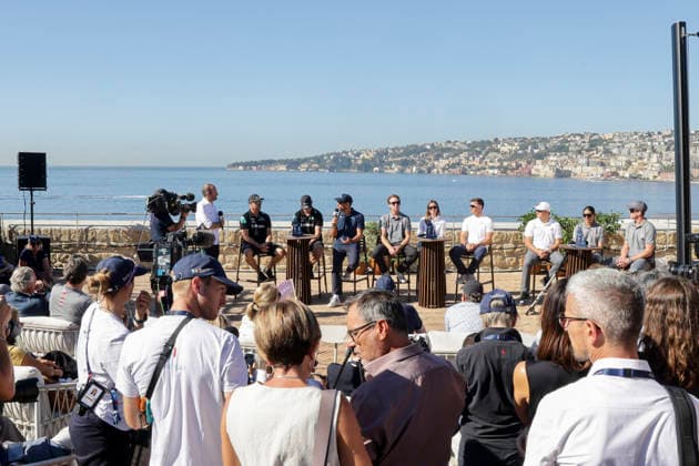 THE LOUIS VUITTON 38TH AMERICA™S CUP PRELIMINARY REGATTA, NAPLES the press conference, PK, Pressekonferenz to present the teams at Castel dell™Ovo on 24 September 2026. ABP19424 Copyright: xAntonioxBalascox