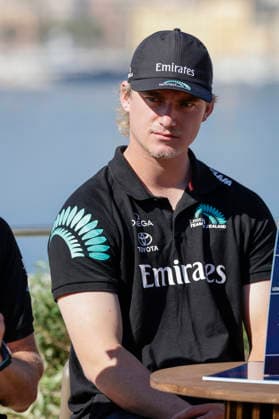 THE LOUIS VUITTON 38TH AMERICA™S CUP PRELIMINARY REGATTA, NAPLES Jake Pye Emirates Team New Zealand 2 Helm During the press conference, PK, Pressekonferenz to present the teams at Castel dell™Ovo on 24 September 2026. _BPH3881 Copyright: xAntonioxBalascox