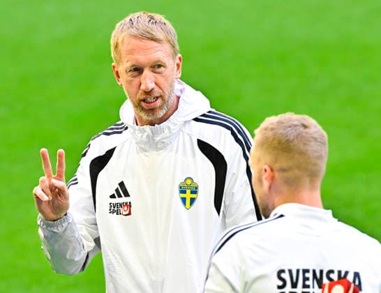 STOCKHOLM 20260924 Förbundskapten Graham Potter under dagens landslagsträning pa Strawberry Arena inför fredagens inledande gruppspelsmatch i Nations League mot Bosnien-Hercegovina. STOCKHOLM SVERIGE x10030x