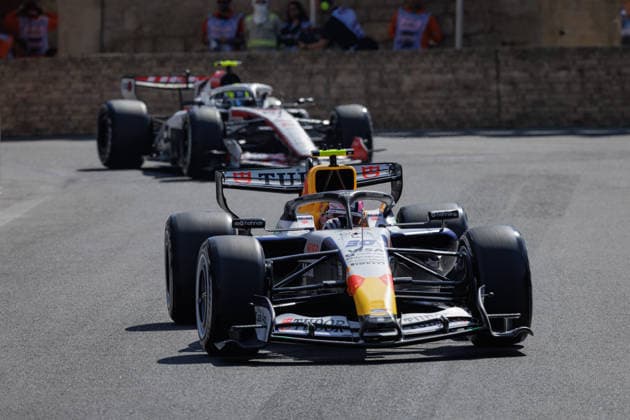Formula 1 GP Azerbaijan Baku. Thursday, 24. September 2026 Liam Lawson 30, Visa Cash App Racing Bulls Formula One Team, Oliver Bearman 87, TGR Haas F1 Team; Formula 1 GP Azerbaijan Baku. Thursday, 24. September 2026 Copyright: xBEAUTIFULxSPORTS Erlhofx