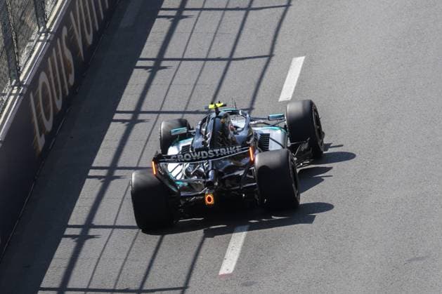 24.09.2026. Azerbaijan. Baku. Mercedes -AMG PETRONAS Formula One Team car during the free races of the Formula 1 Azerbaijan Grand Prix in Baku. Alexey Belkin NEWS.ru BelkinxAlexey