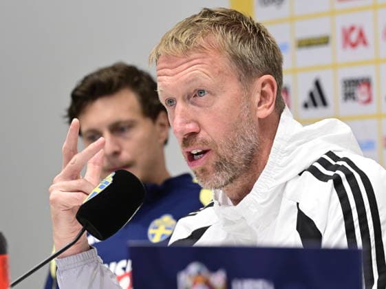 STOCKHOLM, SWEDEN 20260924 Victor Nilsson Lindelöf, football player and Graham Potter, national team, Nationalteam captain during a press conference, PK, Pressekonferenz at Strawberry Arena ahead of Friday s opening group match in the Nations League against Romania. STOCKHOLM SWEDEN x10030x