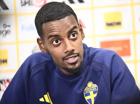 STOCKHOLM, SWEDEN 20260924 Football player Alexander Isak during Thursday s press conference, PK, Pressekonferenz and mixed zone with the men s national football team at Strawberry Arena ahead of Friday s opening group stage match in the Nations League against Romania. STOCKHOLM SWEDEN x10030x