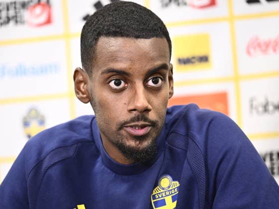 STOCKHOLM, SWEDEN 20260924 Football player Alexander Isak during Thursday s press conference, PK, Pressekonferenz and mixed zone with the men s national football team at Strawberry Arena ahead of Friday s opening group stage match in the Nations League against Romania. STOCKHOLM SWEDEN x10030x
