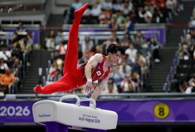 (260924) -- NAGOYA, Sept. 24, 2026 -- Hashimoto Daiki of Japan competes during the men s pommel horse final of Artistic Gymnastics at the 20th Asian Games Aichi-Nagoya 2026 in Nagoya, Japan, Sept. 24, 2026. ) (SP)JAPAN-NAGOYA-ASIAN GAMES-ARTISTIC GYMNASTICS-MEN S POMMEL HORSE-FINAL WangxLili 