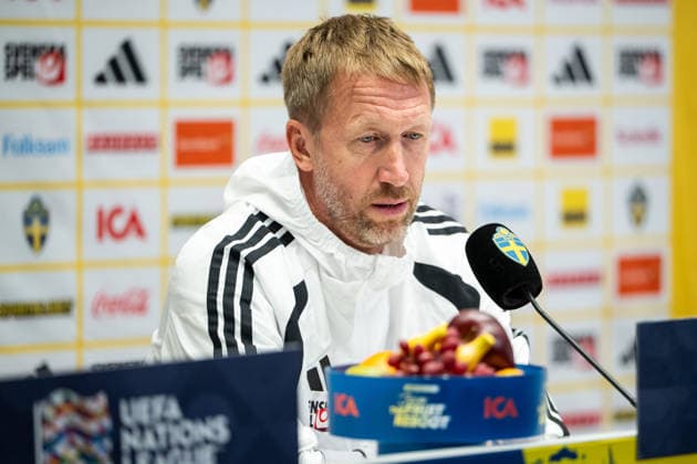 260924 Head coach Graham Potter of the Swedish men s national football team at a press conference, PK, Pressekonferenz on September 24, 2026 in Stockholm. Photo: Jesper Zerman BILDBYRAN kod JZ JZ0759 fotboll football soccer fotball nations league uefa nations league presskonferens press conference sverige sweden sverige a bbeng Copyright: JESPERxZERMAN BB260924JZ039
