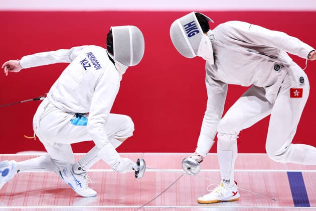 (L-R) PROKHODOV Kirill (KAZ), FONG Hoi Sun (HKG), SEPTEMBER 24, 2026 - Fencing : Men s Epee Individual Semifinal at Aichi Sky Expo during the Asian Games Aichi-Nagoya 2026 in Aichi, Japan.  aflo_350544349 KenichiroxOganex