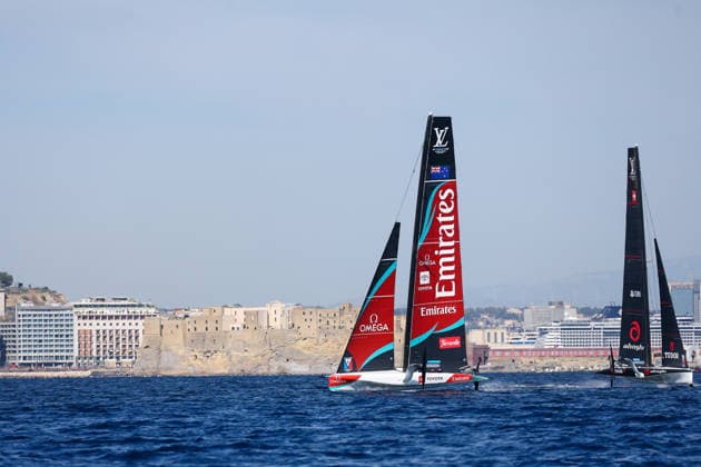 Emirates Team New Zealand during the practice race of the Louis Vuitton 38th America s Cup, Naples, Italy, September 24, 2026  Copyright: xAlessandroxGarofalo LaPressex