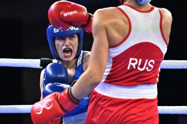 RECORD DATE NOT STATED 2026 European Boxing Elite Championship Sofia SOFIA, BULGARIA SEPTEMBER 24: Lenka Bernardova (Red) of the Czech Republic in action against Pihla Kaivo-oja (Blue) of Finland during their Elite Women s 54kg Semifinal match at the 2026 European Boxing Elite Championships at the Asics Arena Sports Hall in Sofia, Bulgaria, on September 24, 2026. Sofia Bulgaria  Copyright: xArturxWidakx originalFilename:widak-2026euro260924_npFpQ.jpg