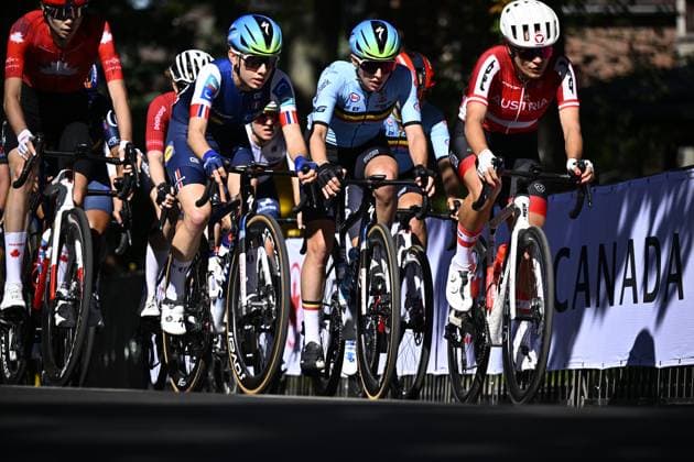 French Bastian Laffitte pictured in action during the Junior Men race (134km) at the cycling World Championship, WM, Weltmeisterschaft in Montreal, Canada, Thursday 24 September 2026. The UCI road world championships are taking place from 20 to 27 September, in Montreal, Canada. JASPERxJACOBS  x187691759x