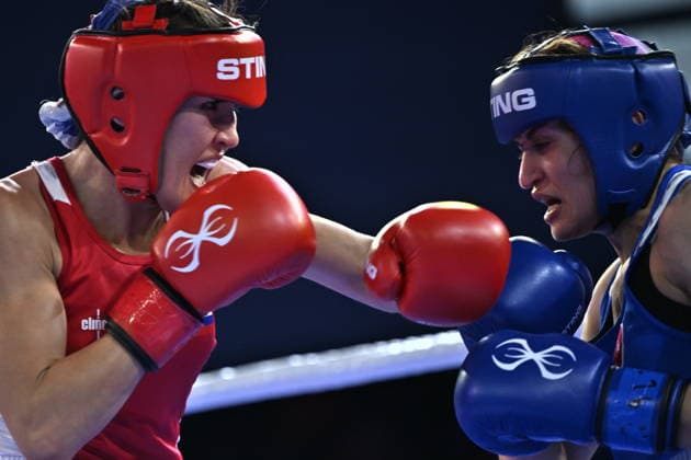 RECORD DATE NOT STATED 2026 European Boxing Elite Championship Sofia SOFIA, BULGARIA SEPTEMBER 24: Liudmila Vorontsova (Red) of Russia in action against Esra Yildiz Kahraman (Blue) of Turkey during their Elite Women s 57kg Semifinal match at the 2026 European Boxing Elite Championships at the Asics Arena Sports Hall in Sofia, Bulgaria, on September 24, 2026. Sofia Bulgaria  Copyright: xArturxWidakx originalFilename:widak-2026euro260924_npT5D.jpg