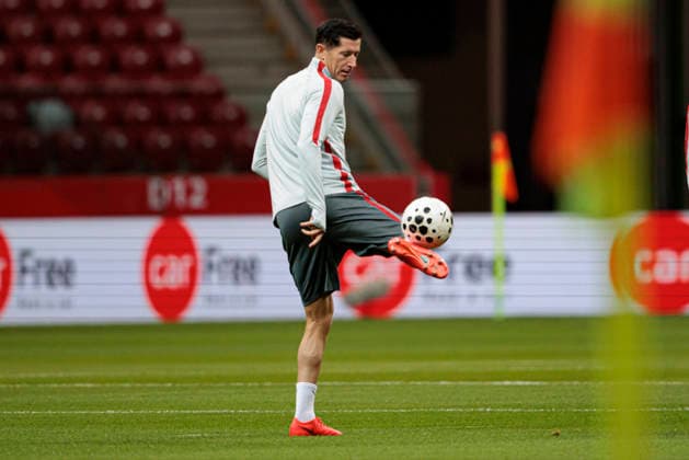 Robert Lewandowski seen during Official press conference, PK, Pressekonferenz and training of Polish National football team before Nations League MD1 game against Bosnia (Maciej Rogowski Ball Raw Images) Warsaw PGE Narodowy Poland Copyright: xMaciejxRogowskix maciejrogowski_24092026-9