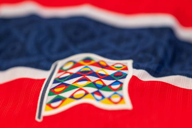 260924 The Nations League badge ahead of the football match between Norway and Denmark on September 24, 2026 in Oslo. Photo: Vegard Grott BILDBYRAN kod VG VG1005 bbeng fotboll football soccer fotball nations league landskamp norge norway danmark denmark genre Copyright: VEGARDxGRoTT BB260924VG006