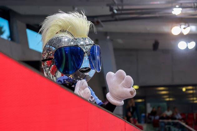 24.09.2026, Deutschland, Stuttgart, DHB Pokal Saison 2026 2027, TVB Stuttgart vs. HC Erlangen, Maskottchen Johnny Blue (TVB)