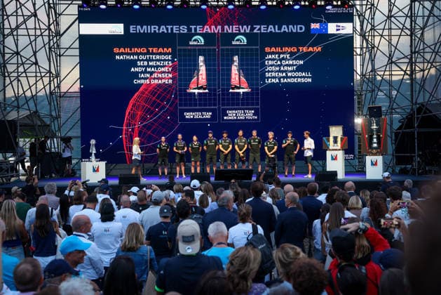 Emirates Team New Zealand Team Presentatione during the pre-regattas of the Louis Vuitton 38th America s Cup, Naples, Italy, September 24, 2026  Copyright: xAlessandroxGarofalo LaPressex