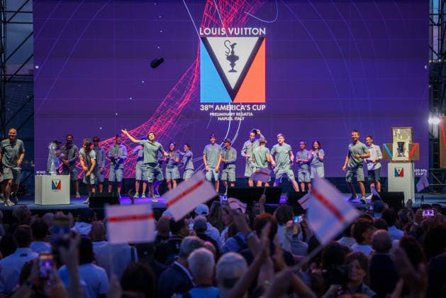 Team Luna Rossa Team Presentatione during the pre-regattas of the Louis Vuitton 38th America s Cup, Naples, Italy, September 24, 2026  Copyright: xAlessandroxGarofalo LaPressex
