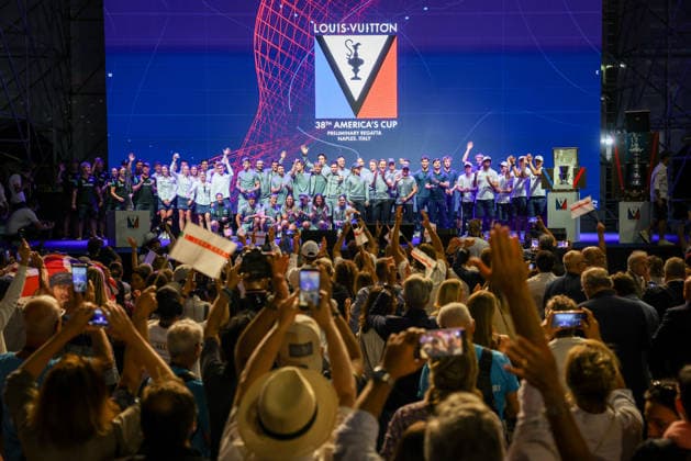 Team Presentatione during the pre-regattas of the Louis Vuitton 38th America s Cup, Naples, Italy, September 24, 2026  Copyright: xAlessandroxGarofalo LaPressex