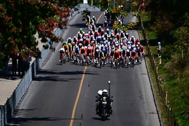 UCI 2026 Road World Championship, WM, Weltmeisterschaft Montreal 24 09 2026 MONTREAL, CANADA - SEPTEMBER 24 : illustration picture peloton during the Men Junior cycling road race of the 2026 UCI Road World Championships 93th edition an UCI World Championships cycling race of 134 km with start in Montreal and finish in Montreal on September 24, 2026 in Montreal, Canada, 24 09 2026 Montreal Canada  Copyright: xPeterxDexVoechtx