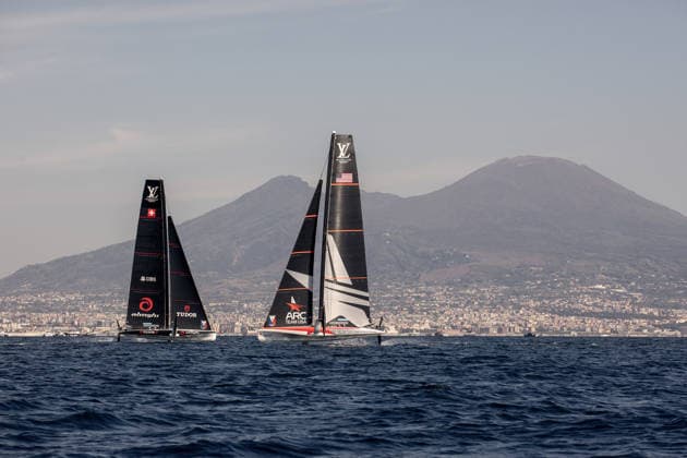 America s Cup preliminary regatta NAPLES, ITALY - SEPTEMBER 24: Sailing boats during the preliminary regatta for the 2027 Louis Vuitton 38th America s Cup in Naples, Italy on September 24, 2026. Alessio Paduano Anadolu Naples Italy. Editorial use only. Please get in touch for any other usage.  Copyright: x2026xAnadoluxAlessioxPaduanox