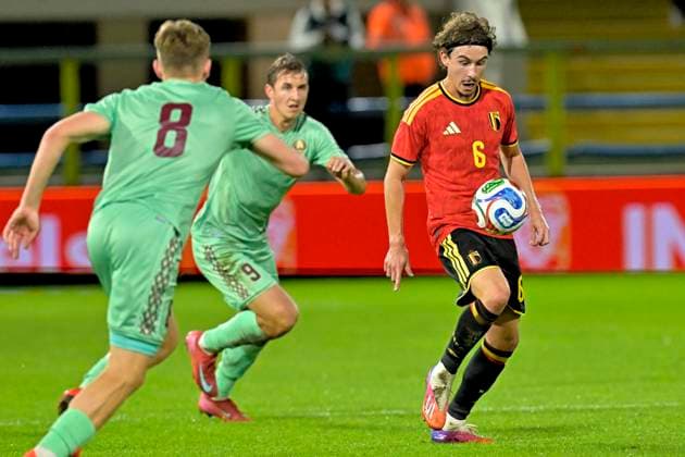 Belgium v Belarus - UEFA Under 21 2027 Championship WESTERLO, BELGIUM - SEPTEMBER 24 : Van De Perre Kamiel midfielder of Belgium U21, U 21 during UEFA Under 21 2027 Championship tournament league phase matchday 7 group I match between Belgium and Belarus on September 24, 2026 in Westerlo, Belgium, 24 09 2026 Westerlo Belgium  Copyright: xSesx