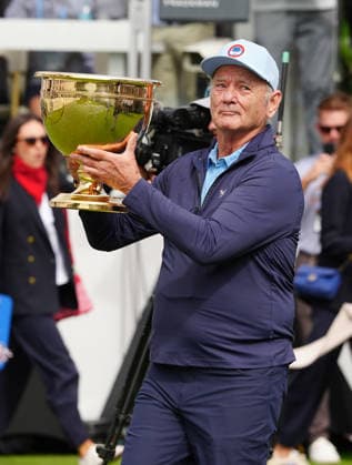 MEDINAH, IL - SEPTEMBER 24: Actor Bill Murray carries the Presidents Cup to the first tee during the Opening Ceremony before the start of the first round of the 2026 Presidents Cup at Medinah Country Club in Medinah, Illinois. (Photo by Brian Spurlock Icon Sportswire) GOLF: SEP 24 Presidents Cup EDITORIAL USE ONLY Icon2609244