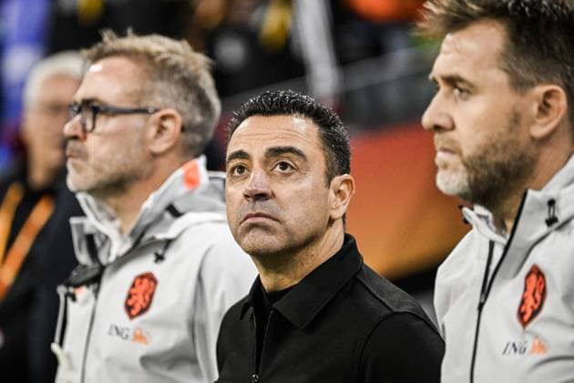 AMSTERDAM - Netherlands coach Xavi Hernandez and technical staff during the UEFA Nations League match between the Netherlands and Germany at the Johan Cruijff ArenA on September 24, 2026, in Amsterdam, the Netherlands. ANP OLAF KRAAK UEFA Nations League 2025 26 xVIxANPxSportx xxANPxIVx 569962492 originalFilename: 569962492.jpg