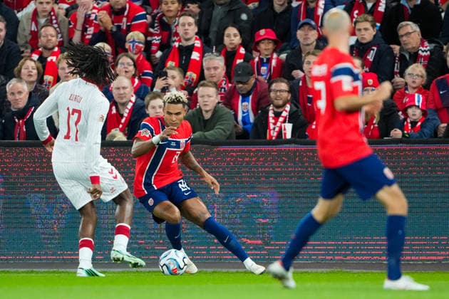 Soccer, Nations League (Men), Norway vs. Denmark, Oslo, September 24, 2026. Norway s Antonio Nusa during the Nations League soccer match between Norway and Denmark at Ullevaal Stadium. Photo by Fredrik Varfjell, NTB, Oslo, Norway. EDITORIAL USE ONLY. RESTRICTED USE FOR BETTING COMPANIES.  Copyright: xFredrikxVarfjellx xNTBx