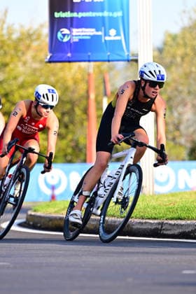 2026 World Triathlon Championship Finals Pontevedra Carlotta Bulck of Germany is in action during the junior women race in 2026 World Triathlon Championship Finals Pontevedra at Pontevedra on September 24, 2026 in Pontevedra, Spain. Pontevedra Pontevedra Spain Copyright: xKaanxUcele PSxImagesxKaanxUcele PSxImagesx