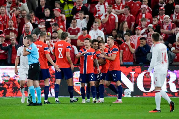Soccer, Nations League Norway Denmark Oslo 20260924 Norway celebrates Oscar Bobb’s goal to make it 1–0 during the Nations League soccer match between Norway and Denmark at Ullevaal Stadium. Photo: Cornelius Poppe, NTB, Oslo, Norway. EDITORIAL USE ONLY. RESTRICTED USE FOR BETTING. COMCOMPANIES  Copyright: xCorneliusxPoppex xNTBx