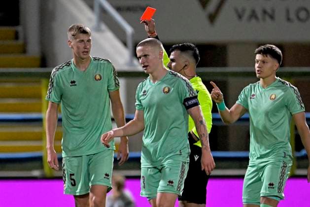 Belgium v Belarus - UEFA Under 21 2027 Championship WESTERLO, BELGIUM - SEPTEMBER 24 : Pavel Apetyonok of Belarus receives a red card during UEFA Under 21 2027 Championship tournament league phase matchday 7 group I match between Belgium and Belarus on September 24, 2026 in Westerlo, Belgium, 24 09 2026 Westerlo Belgium  Copyright: xSesx