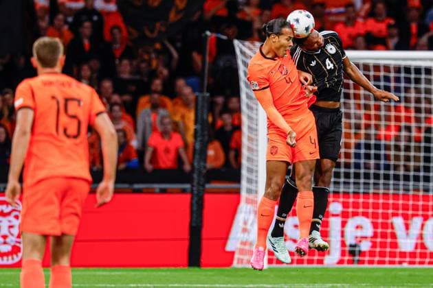 AMSTERDAM - Virgil van Dijk of the Netherlands heads the ball with Jonathan Tah of Germany during the UEFA Nations League match between the Netherlands and Germany at the Johan Cruijff ArenA on 24 September 2026 in Amsterdam, the Netherlands. MARCEL TER BALS ANP UEFA Nations League 2026 27 xVIxANPxSportx xMarcelxterxBalsxIVx 569967121 originalFilename: 569967121.jpg