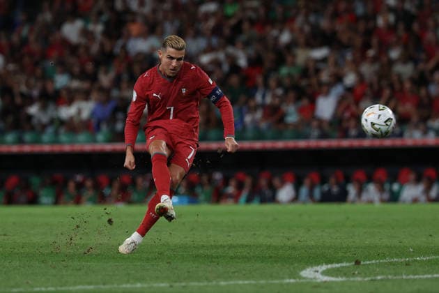 Lisbon, Portugal - September 24: Cristiano Ronaldo (Portugal) in action, with the ball during the UEFA Nations League 2026 27 League Phase Matchday 1 match between Portugal and Wales at Estadio Jose Alvalade on September 24, 2026 in Lisbon, Portugal Copyright: HMBxMedia JoaquimxFerreira