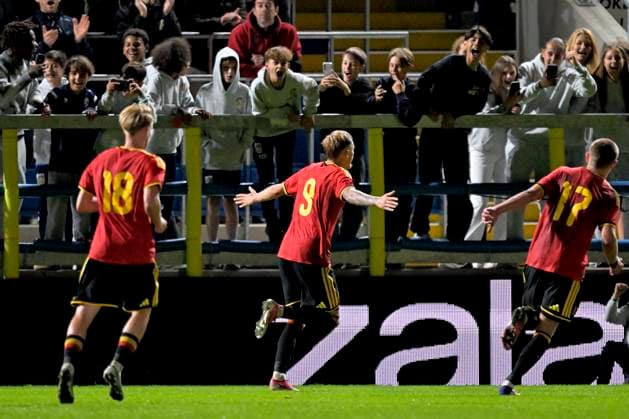 Belgium v Belarus - UEFA Under 21 2027 Championship WESTERLO, BELGIUM - SEPTEMBER 24 : Bassette Norman forward of Belgium U21, U 21 celebrates scoring a penalty during UEFA Under 21 2027 Championship tournament league phase matchday 7 group I match between Belgium and Belarus on September 24, 2026 in Westerlo, Belgium, 24 09 2026 Westerlo Belgium  Copyright: xSesx