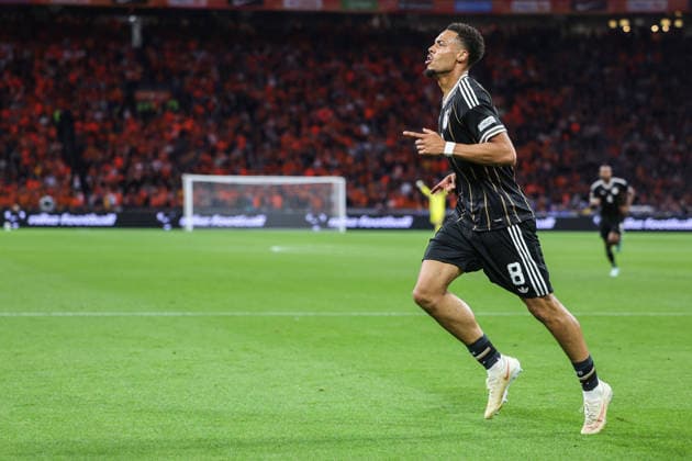 Fußball UEFA Nations League 1. Spieltag Niederlande - Deutschland am 24.09.2026 in der Johan Cruijff ArenA in Amsterdam Torjubel zum 0:1 durch Felix Nmecha ( Deutschland )