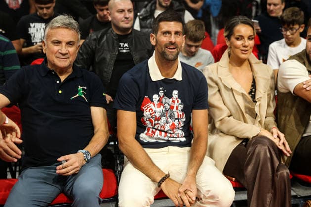 Crvena Zvezda Belgrade v Zalgiris Kaunas - EuroLeague BELGRADE, SERBIA - SEPTEMBER 24: Novak Djokovic and his father Srdjan Djokovic is seen during EuroLeague Basketball Regular Season Round 1 game between Crvena Zvezda Meridianbet Belgrade v Zalgiris Kaunas at Belgrade Arena on September 24, 2026 in Belgrade, Serbia. Filip Stevanovic Anadolu Belgrade Serbia. Editorial use only. Please get in touch for any other usage.  Copyright: x2026xAnadoluxFilipxStevanovicx