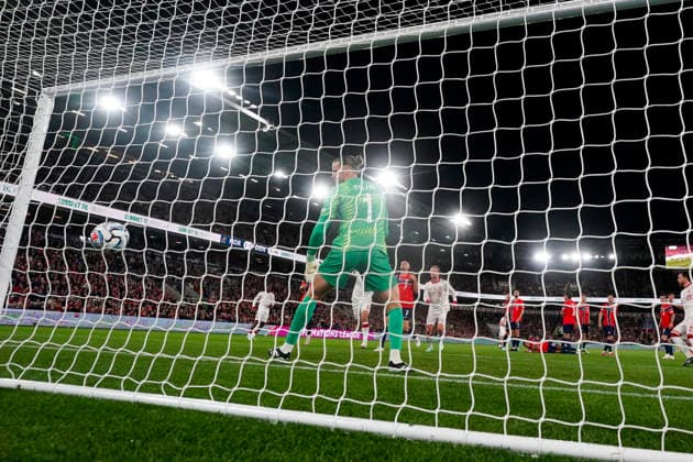 Soccer, Nations League Norway Denmark Oslo 20260924 Denmark s Mikkel Damsgaard scores to make it 2–1 during the Nations League soccer match between Norway and Denmark at Ullevaal Stadium. Photo by Cornelius Poppe, NTB, Oslo, Norway. EDITORIAL USE ONLY. RESTRICTED USE FOR BETTING. COMCOMPANIES  Copyright: xCorneliusxPoppex xNTBx