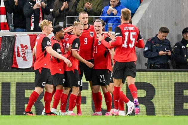 24.09.2026, Oberoesterreich Arena Linz, AUT, Uefa Nations League 2026 27 Group B - Oesterreich vs Israel, im Bild Jubel Spieler Team Austria (AUT) UEFA Nations League 2026 27 Group B Match between Austria and Israel in Linz, Austria on 2026 09 24 Linz Oberoesterreich Austria