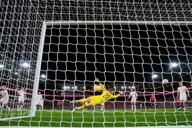 Soccer, Nations League Men Norway Denmark Oslo 20260924 Norway s Oscar Bobb scores the 1-0 goal during the Nations League soccer match between Norway and Denmark at Ullevaal Stadium. Photo: Fredrik Varfjell, NTB, Oslo, Norway. EDITORIAL USE ONLY. RESTRICTED USE FOR BETTING COMPANIES  Copyright: xFredrikxVarfjellx xNTBx