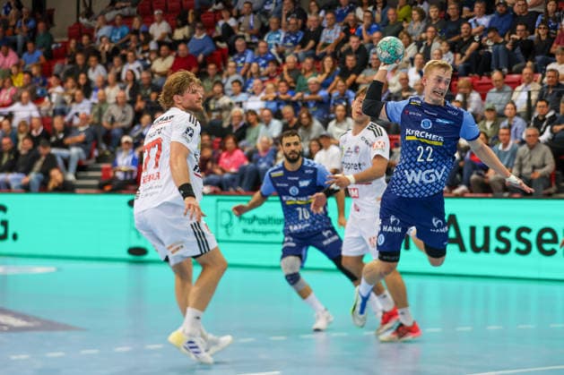 Torben Matzken (TVB Stuttgart, 22) mit einem Wurf GER, TVB Stuttgart vs. HC Erlangen, Handball, DHB-Pokal, 2. Spieltag, Spielzeit 2026 2027, 24.09.2026 GER, TVB Stuttgart vs. HC Erlangen, Handball, DHB-Pokal, 2. Spieltag, Spielzeit 2026 2027, 24.09.2026 Stuttgart Copyright: xEibner-Pressefoto SoerenxHerwegx EP_SHG