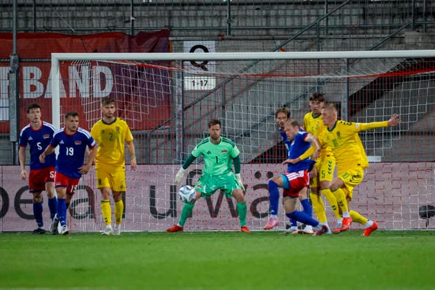 Im Strafraum von Liechtenstein , Liechtenstein, UEFA , Nations League, 1. Spieltag, Liechtenstein vs. Litauen, 24.09.2026, Vaduz Rheinpark Stadion Liechtenstein Copyright: xGrantxHubbsx