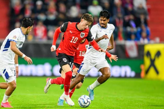 SOCCER - NL, AUT vs ISR LINZ,AUSTRIA,24.SEP.26 - SOCCER - UEFA Nations League, group stage, OEFB international match, Länderspiel, Nationalmannschaft Austria vs Israel. Image shows Paul Wanner (AUT).  GEPAxpictures xDanielaxMoser