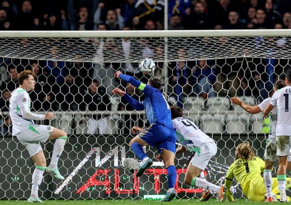 UEFA Nations League Group Stage, Fadil Vokrri Stadium, Pristina, Kosovo 24 9 2026 Kosovo vs Republic of Ireland Kosovo s Vedat Muriqi scores his sides first goal Vedat Muriqi scores his sides first goal 24 9 2026  Copyright: xx RB1_7917