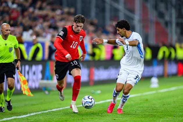 SOCCER - NL, AUT vs ISR LINZ,AUSTRIA,24.SEP.26 - SOCCER - UEFA Nations League, group stage, OEFB international match, Länderspiel, Nationalmannschaft Austria vs Israel. Image shows Paul Wanner (AUT) and Roy Revivo (ISR).  GEPAxpictures xChristianxMoser