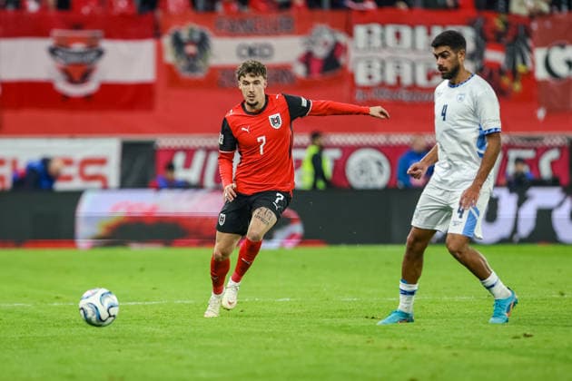 SOCCER - NL, AUT vs ISR LINZ,AUSTRIA,24.SEP.26 - SOCCER - UEFA Nations League, group stage, OEFB international match, Länderspiel, Nationalmannschaft Austria vs Israel. Image shows Christoph Lang(AUT).  GEPAxpictures xManuelxBinder