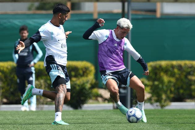 Argentine midfielder Gianluca Prestianni during a training session at AFA (Argentine Football Association) training center in Ezeiza, Buenos Aires Province, on September 24, 2026, ahead of the next friendlys football matchs against Bolivia, Burkina Faso and Benin. EZEIZA ARGENTINA Copyright: xAlejandroxPAGNIx